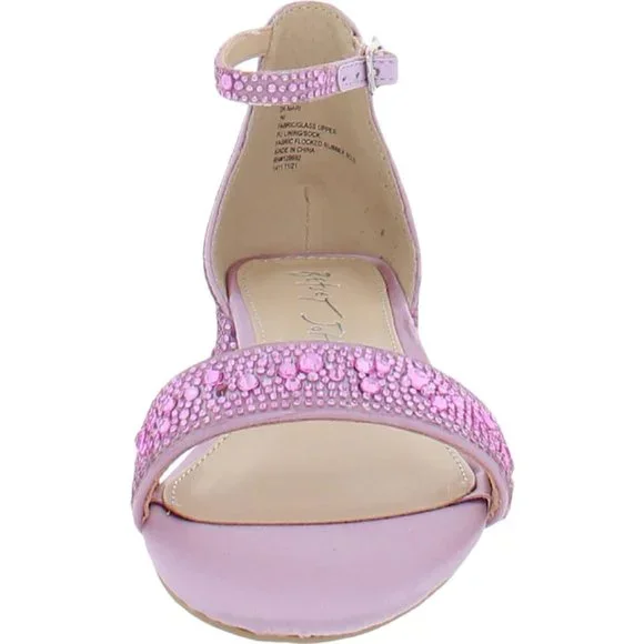 NWT Betsey Johnson Girls Mari Pink Rhinestone Formal Dressy Block Heel Size 1 - Picture 3 of 6